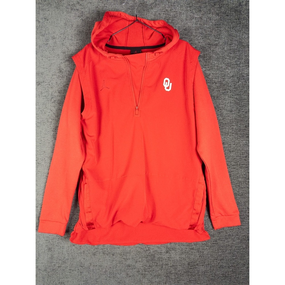 Nike Jordan x University of Oklahoma Pullover Mens L Hooded Q Zip‎ Logo Jacket